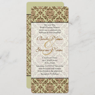 Caramel Cafe Damask Limone Hochzeitsfeier Einladung