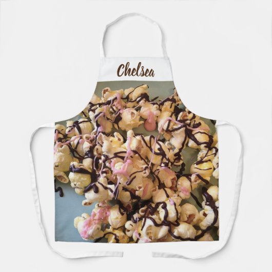 Caramel Candy Drizzled Popcorn mit Namen Schürze (Vorderseite)