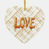 Caramel Cream Stripes Love Keramik Ornament (Vorne)