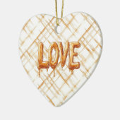 Caramel Cream Stripes Love Keramik Ornament (Links)