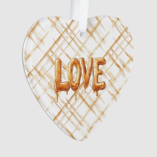 Caramel Cream Stripes Love Ornament (Vorderseite)