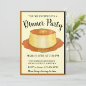 Caramel Custard Flan Spanish Food Dinner Party Einladung (Stehend Vorderseite)