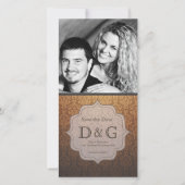 Caramel Damask Filligree Save the Date Fotokarte (Vorderseite)