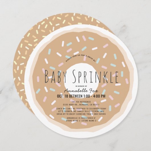 Caramel Donut Baby Sprinkle Duschkreislauf Einladung (Vorne/Hinten)