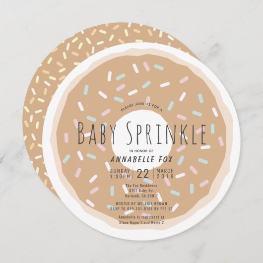 Caramel Donut Baby Sprinkle Duschkreislauf Einladung (Vorne/Hinten)