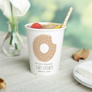 Caramel Donut Babydusche Papiertüten Pappbecher