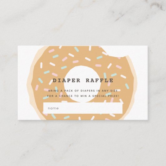 Caramel Donut Babydusche Windeln Raffle Ticket Begleitkarte (Vorderseite)