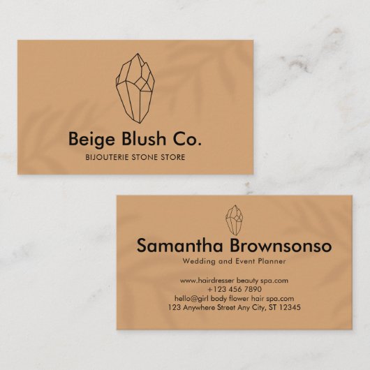 Caramel Elegant Diamond Crystal Juwelier Designer Visitenkarte (Vorne/Hinten)
