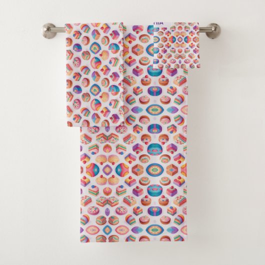 Caramel floral Personalisiertes Muster Badhandtuch Set (Insitu)