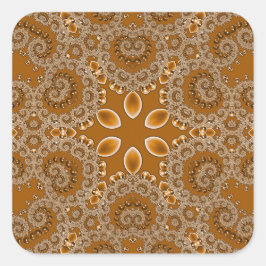 Caramel Fractal Lace  Quadratischer Aufkleber