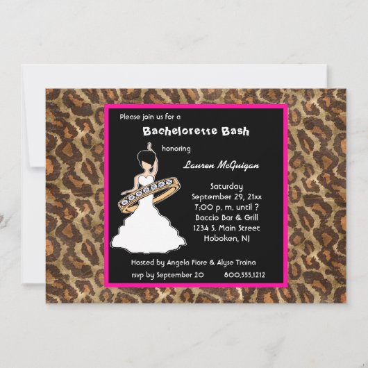 Caramel Fuscia Leopard Party Einladung (Vorderseite)