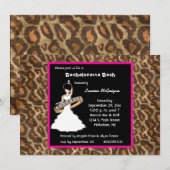 Caramel Fuscia Leopard Party Einladung (Vorne/Hinten)