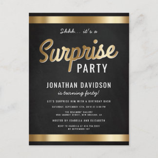 Caramel Gold und Black Surprise Geburtstagsparty Einladungspostkarte