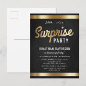 Caramel Gold und Black Surprise Geburtstagsparty Einladungspostkarte (Vorne/Hinten)