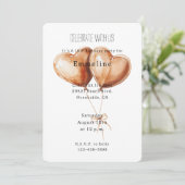 Caramel Heart Balloons Birthday Einladung (Stehend Vorderseite)