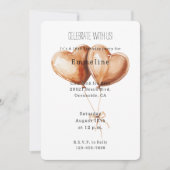 Caramel Heart Balloons Birthday Einladung (Vorderseite)