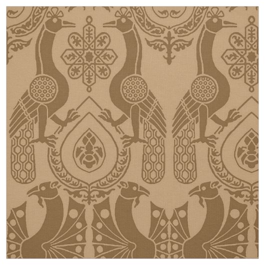 Caramel Mittelalterliche Friedhöfe und Drachen Stoff (Muster)