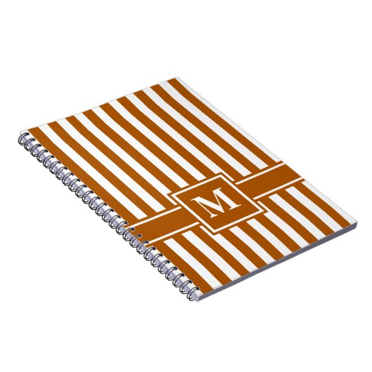 Caramel Moderner Streifen mit Monogramm Notizblock (Rechte Seite)