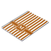 Caramel Moderner Streifen mit Monogramm Notizblock (Linke Seite)