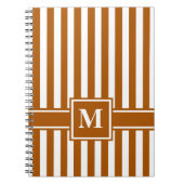 Caramel Moderner Streifen mit Monogramm Notizblock (Vorderseite)