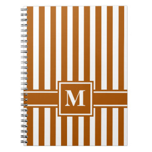 Caramel Moderner Streifen mit Monogramm Notizblock