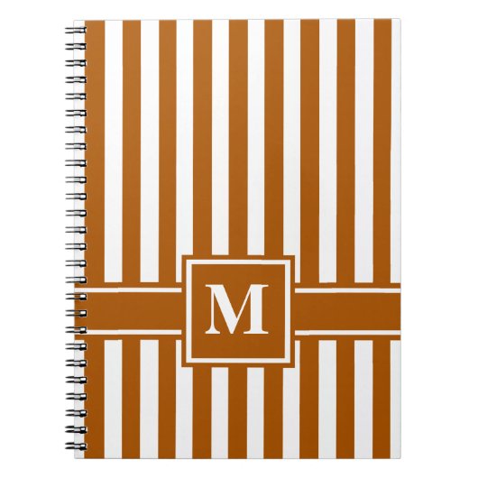 Caramel Moderner Streifen mit Monogramm Notizblock (Vorderseite)