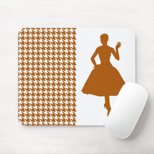 Caramel Modernes Hahnentrittmuster mit Mode-Silhou Mousepad (Mit Mouse)