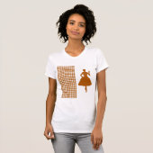Caramel Modernes Hahnentrittmuster mit Mode-Silhou T-Shirt (Vorne ganz)