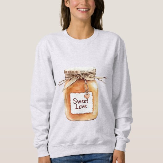 Caramel Sweet Love Jar with Pink Heart Sweatshirt (Vorderseite)