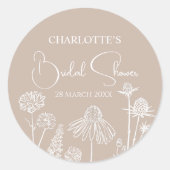 Caramel-Wildblumen gezeichnet Runder Aufkleber (Vorderseite)