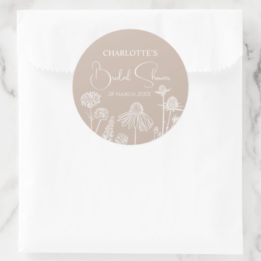 Caramel-Wildblumen gezeichnet Runder Aufkleber (Tasche)