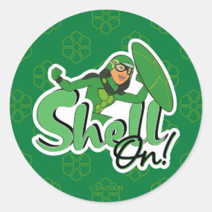 Carapace   Muschel an! Runder Aufkleber