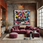 Caras divertidas: Arte urbano colorido Poster