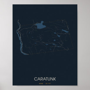 Caratunk Maine Straßenkarte Poster (Nacht)