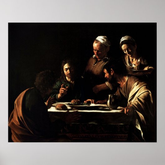 Caravaggio - Abendessen im Emmaus 1606 Poster (Vorne)
