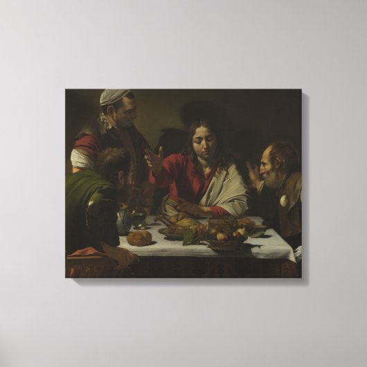Caravaggio - Abendessen im Emmaus Leinwanddruck (Vorderseite)