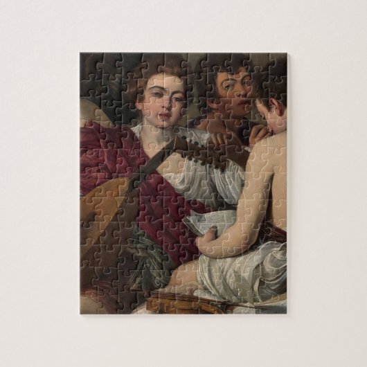 Caravaggio - die Musiker - klassische Grafik Puzzle (Vertikal)