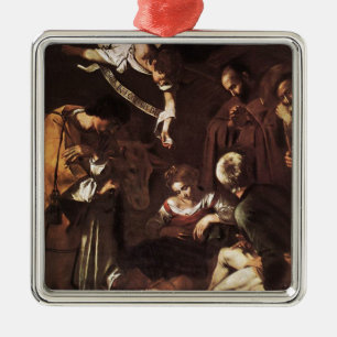 Caravaggio -Geburt Christi mit dem Hl. Franziskus Silbernes Ornament