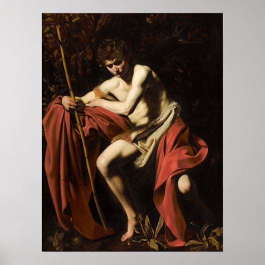 Caravaggio - Johannes der Täufer in der Wildnis Poster (Vorne)