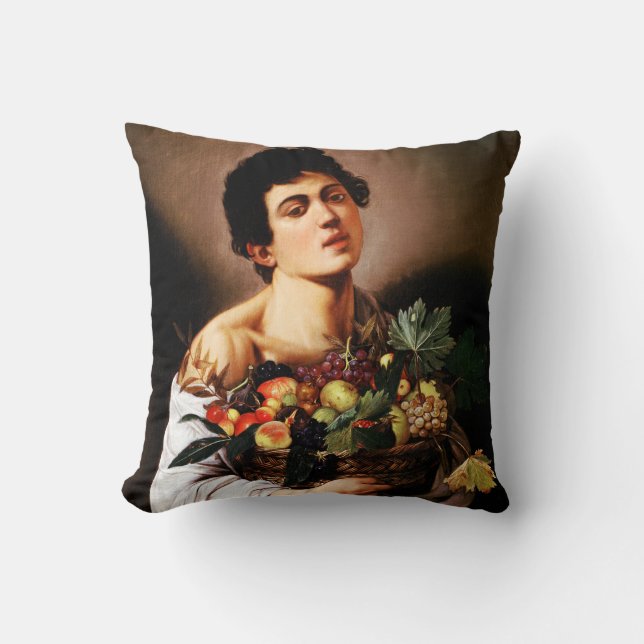 Caravaggio Junge mit einem Korb mit Fruchtwurfpilz Kissen (Vorderseite)