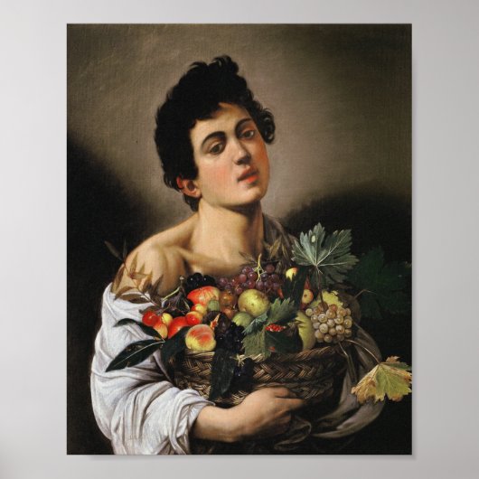 Caravaggio - Junge mit einem Korb voller Früchte Poster (Vorne)