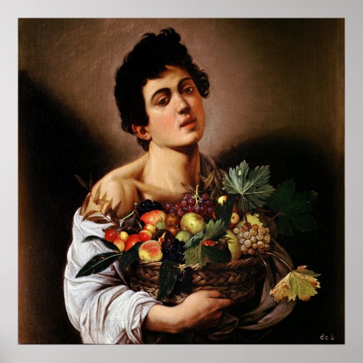 Caravaggio - Junge mit einem Obstkorb (1593) Poster (Vorne)
