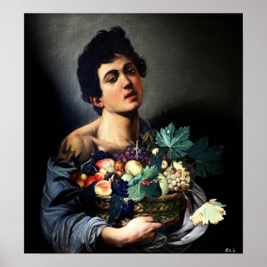 Caravaggio - Junge mit einem Obstkorb von 1593 Poster (Vorne)