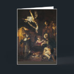 Caravaggio - Krippe Feiertagskarte<br><div class="desc">Eine Kunstkarte "Frohe Weihnachten". Die Rückseite gibt einen Überblick über das Cover-Gemälde: Titel / Datum: Geburt mit St. Francis & St. Lawrence / 1600? 1609? Der Künstler Michelangelo Merisi da Caravaggio (1571 - 1610), in Mailand ausgebildet, arbeitete in Rom, zog nach Neapel, um einer Todesstrafe zu entgehen (für die Tötung...</div>