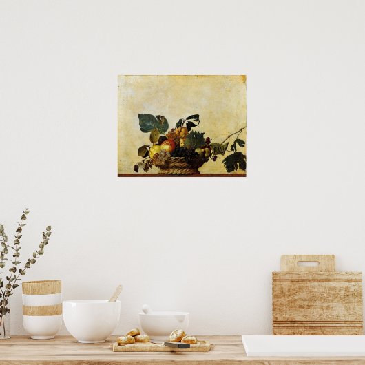 Caravaggio - Obstkorb 1596 Poster (Küche)