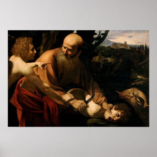 Caravaggio - Opfer von Isaac Poster (Vorne)