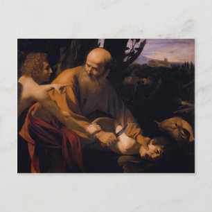 Caravaggio - Opfer von Isaak Postkarte