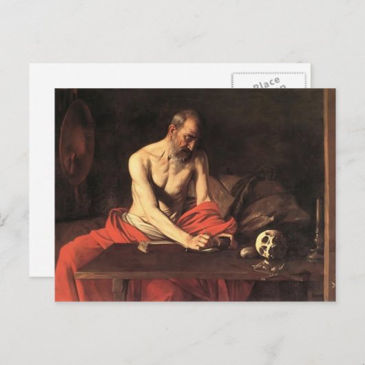 Caravaggio - Saint Jerome Writing Postkarte (Vorne/Hinten)