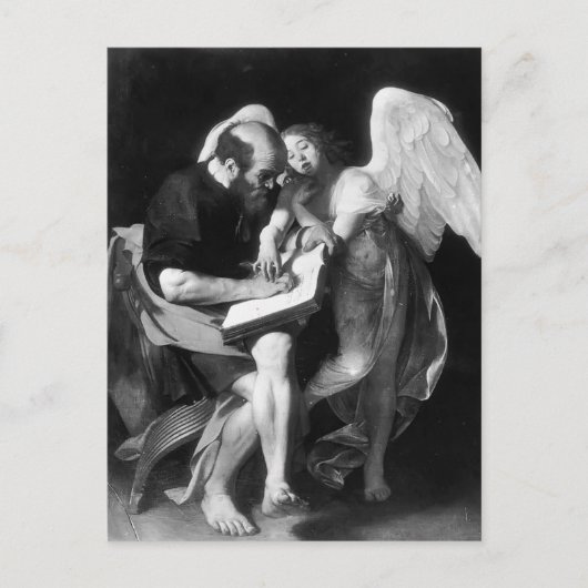 Caravaggio - Saint Matthew und Angel Postkarte (Vorderseite)