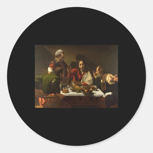 Caravaggios Abendmahl im Emmaus Runder Aufkleber (Vorderseite)